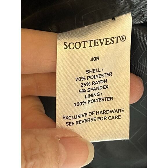 SCOTTeVEST Mens Blazer Black Sport Coat Two Button Jacket Hidden Pockets 40R - Picture 7 of 8